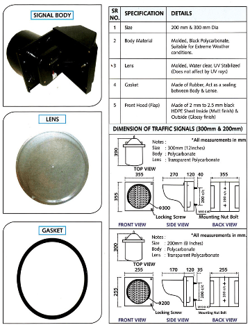 Traffic Signal Body Dimension